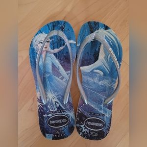 Disney Frozen Elsa Havaianas flip flops girls size 2